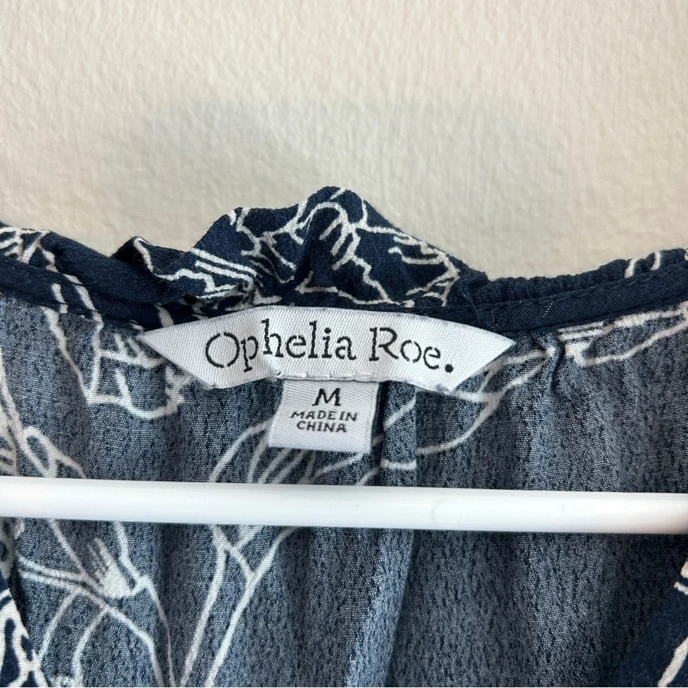 Ophelia Roe Blue and White Floral Puff Sleeve Dress - Picture 3 of 6
